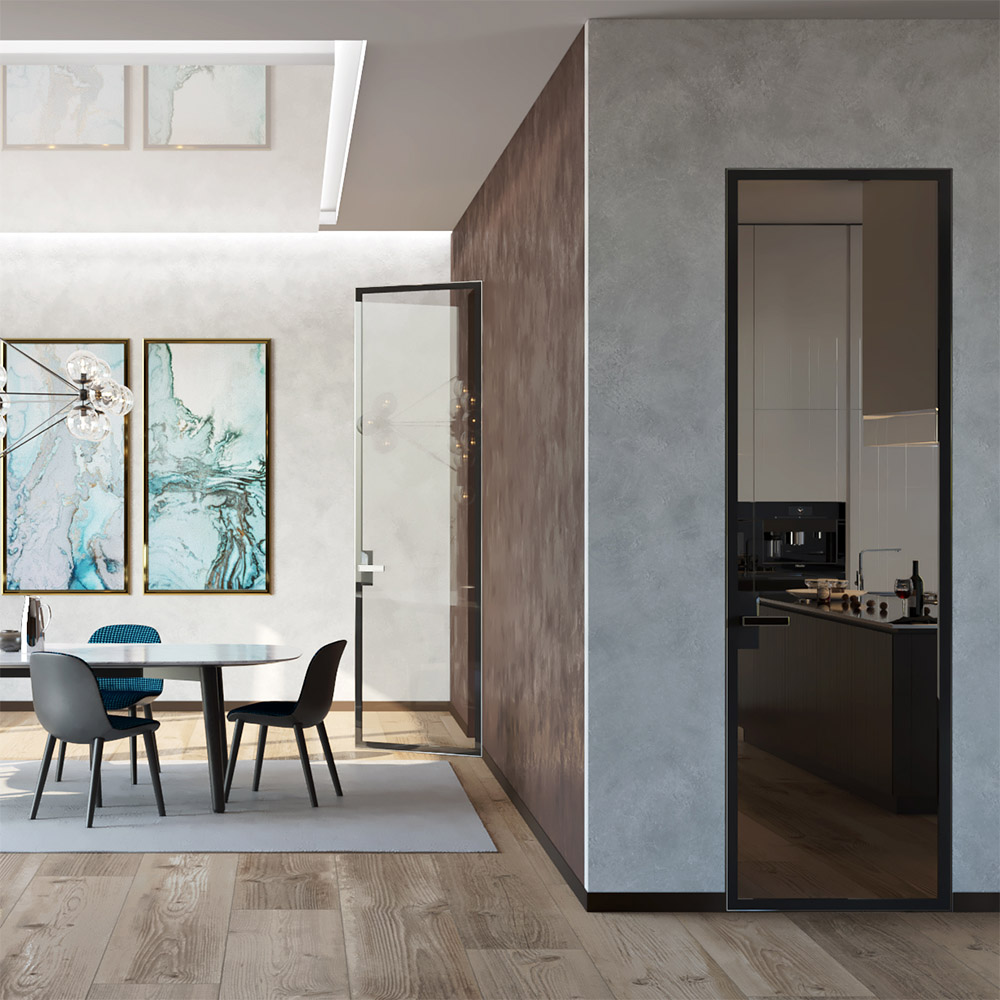 AluDoors CLEAR is a swing door with hidden installation