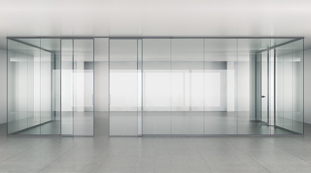 Office glass partition Aludoors C-shaped