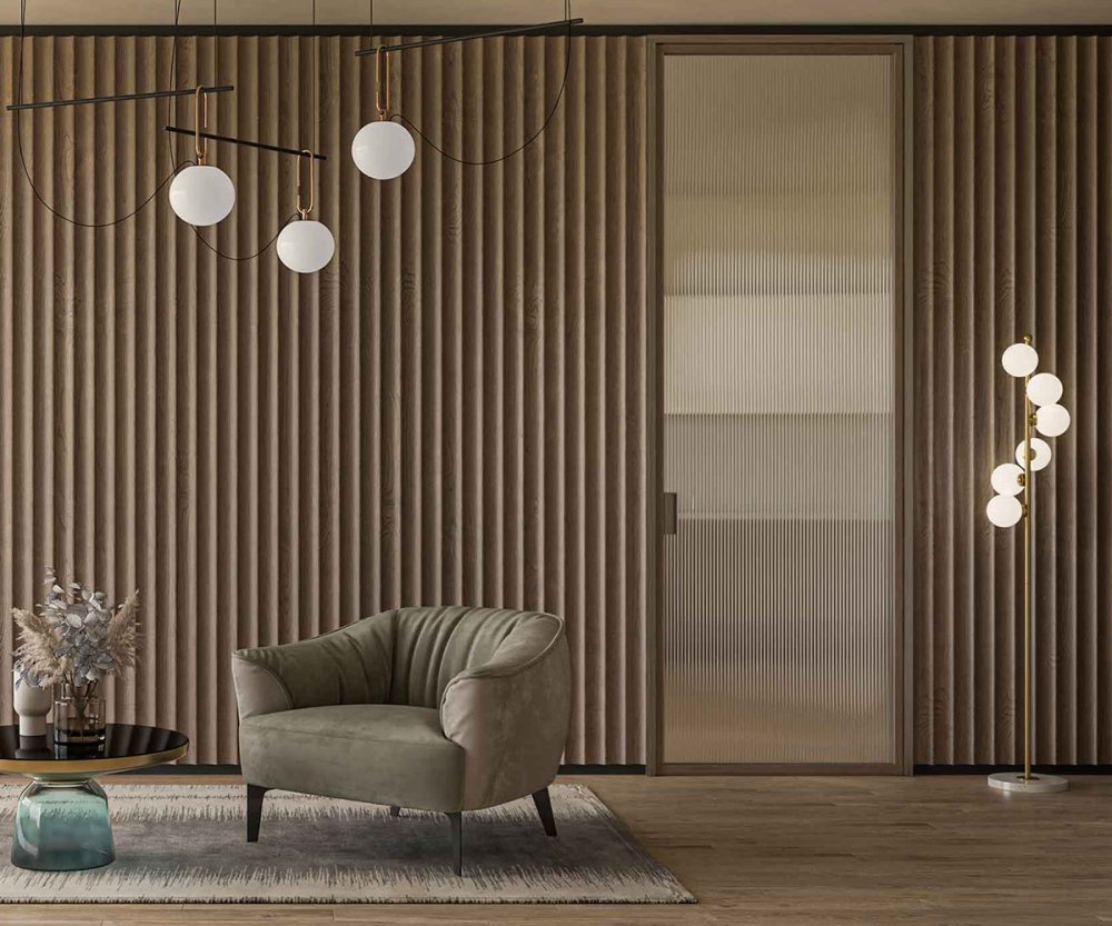 Стінові панелі рейкові хвилеподібні шпоновані