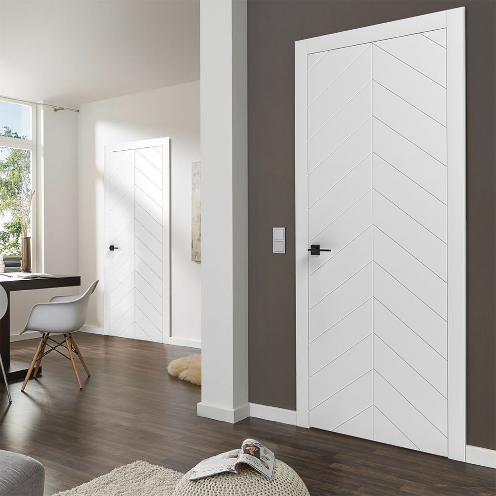 Двері міжкімнатні з коробкою білі фарбовані Unity Light CON 7