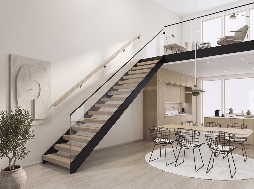 Сходи на другий поверх металеві з боковими опорами