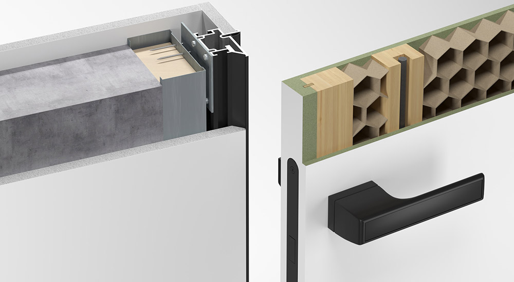 Двері прихованого монтажу SecretDoors Black Edition Inside щитове 40мм конструктив