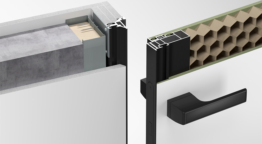 Двері прихованого монтажу SecretDoors Black Edition Inside алюміній 45мм конструктив