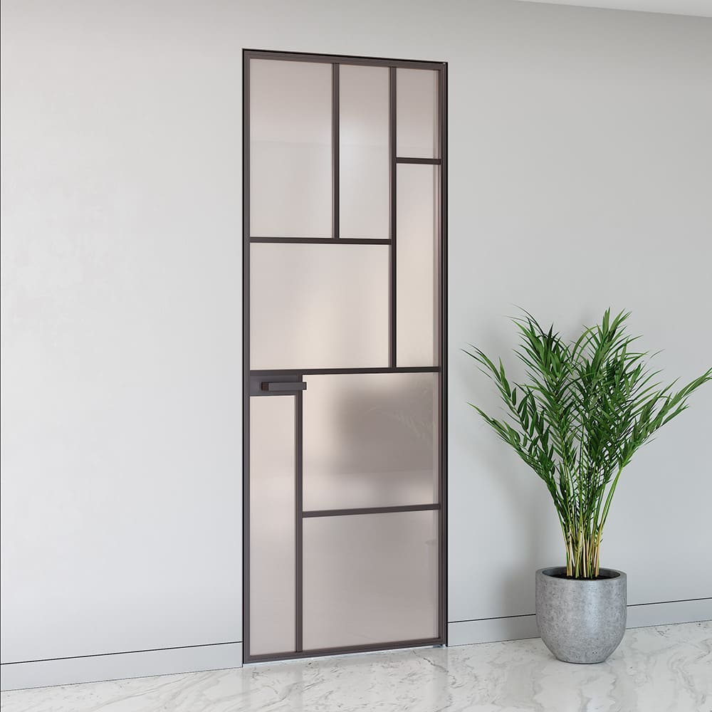 AluDoors GEOMETRY is a hidden-mount glass and aluminum door