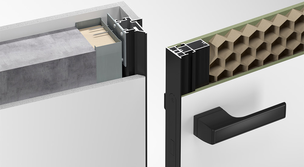 Двері прихованого монтажу SecretDoors Black Edition алюміній 40мм конструктив